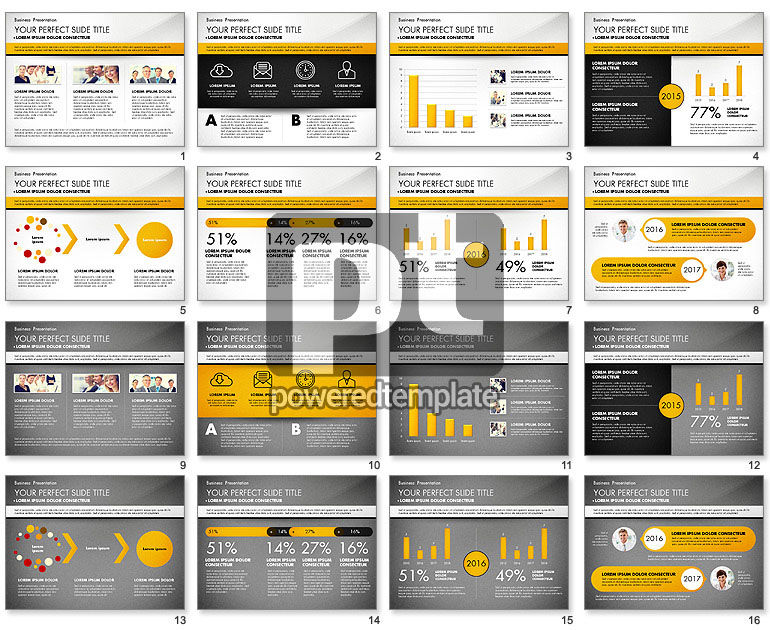 Pitch deck com gráficos de dados