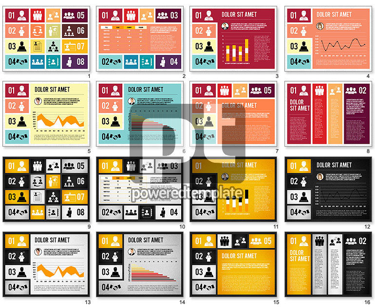 Grid Layout Presentation Template in Flat Design