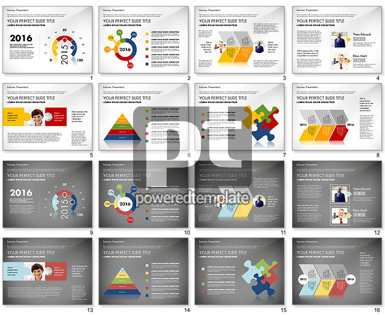 Business Presentation with Flat Designed Charts