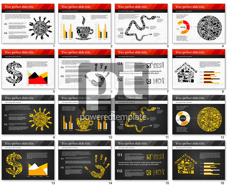 Présentation avec icônes et silhouettes