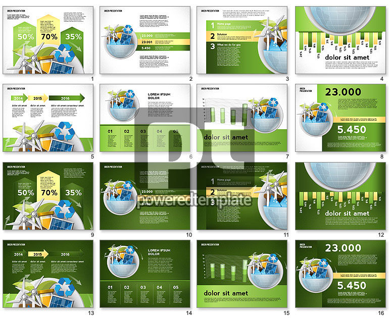 Green Presentation Template with Infographics