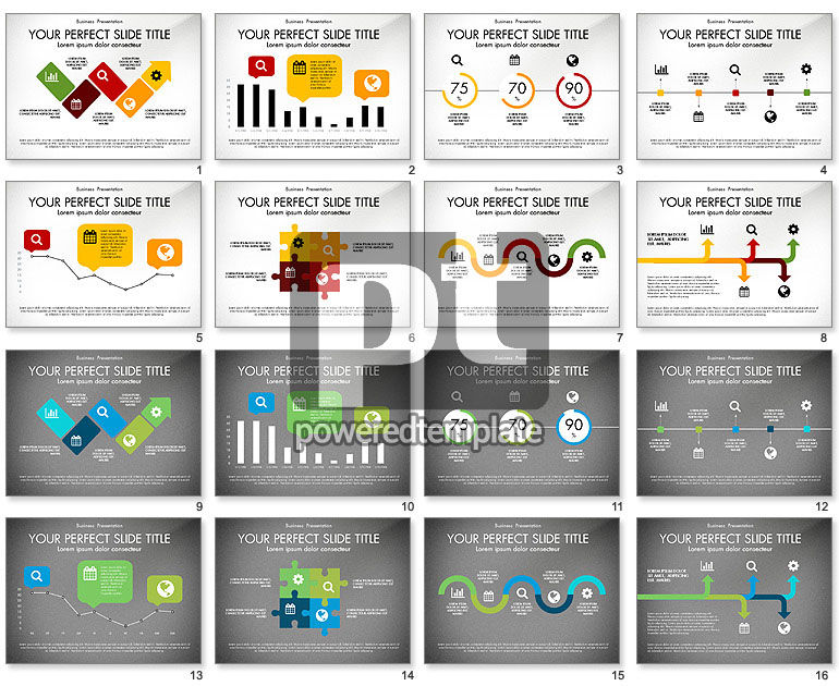 Presentación de negocios con formas planas e iconos