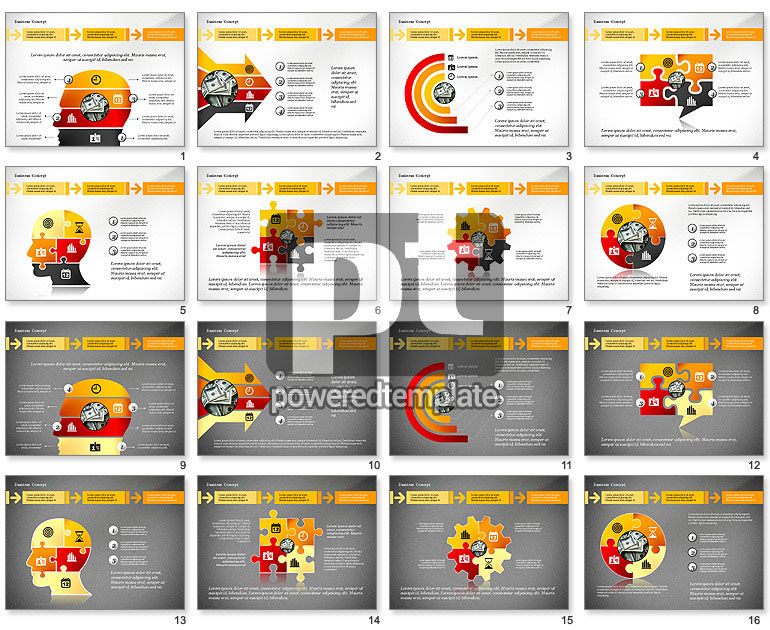 Proceso paso a paso con rompecabezas e iconos