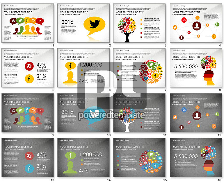 I social media concetto di template di presentazione