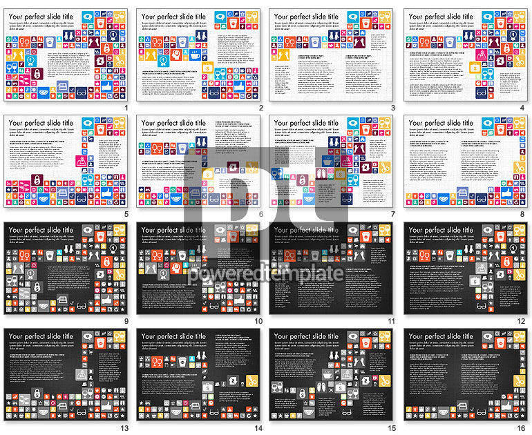 Platte ontwerp pictogrammen presentatie dek