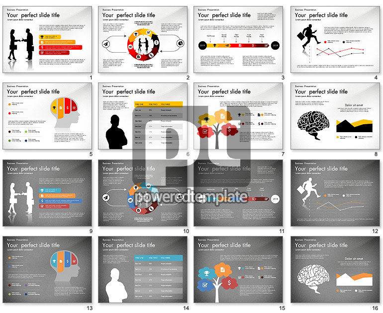 Business Presentation with Silhouettes and Shapes