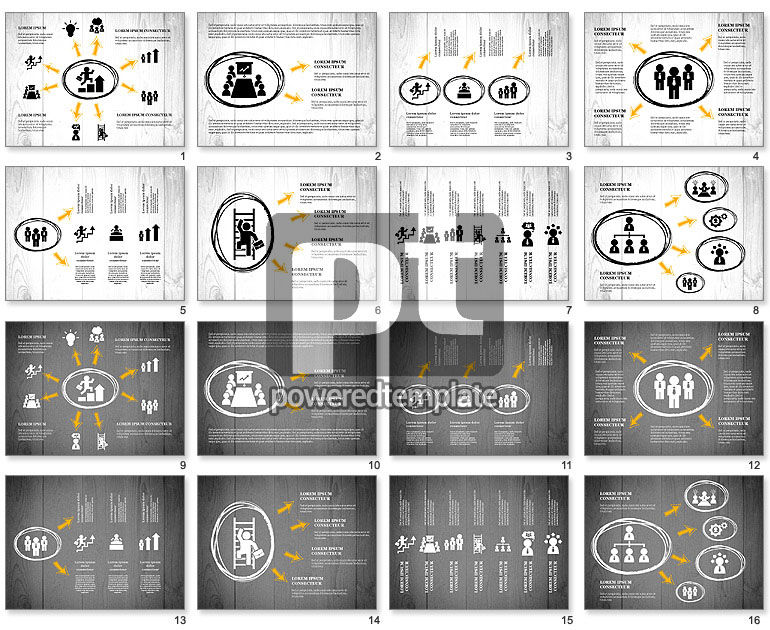 Process Presentation with Business Silhouette Shapes