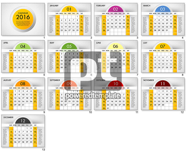 2016 del calendario
