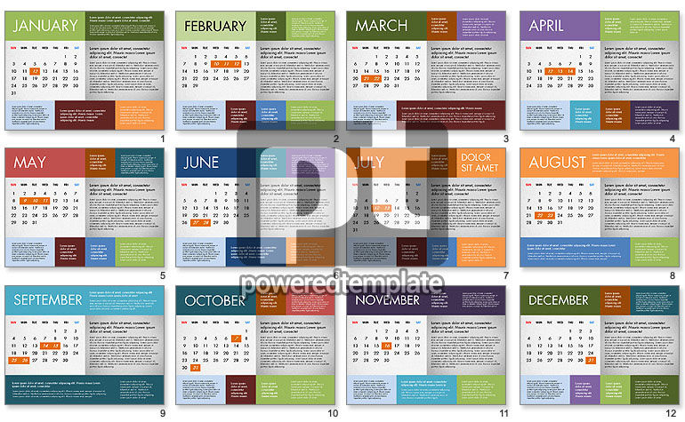 2016 calendário para PowerPoint