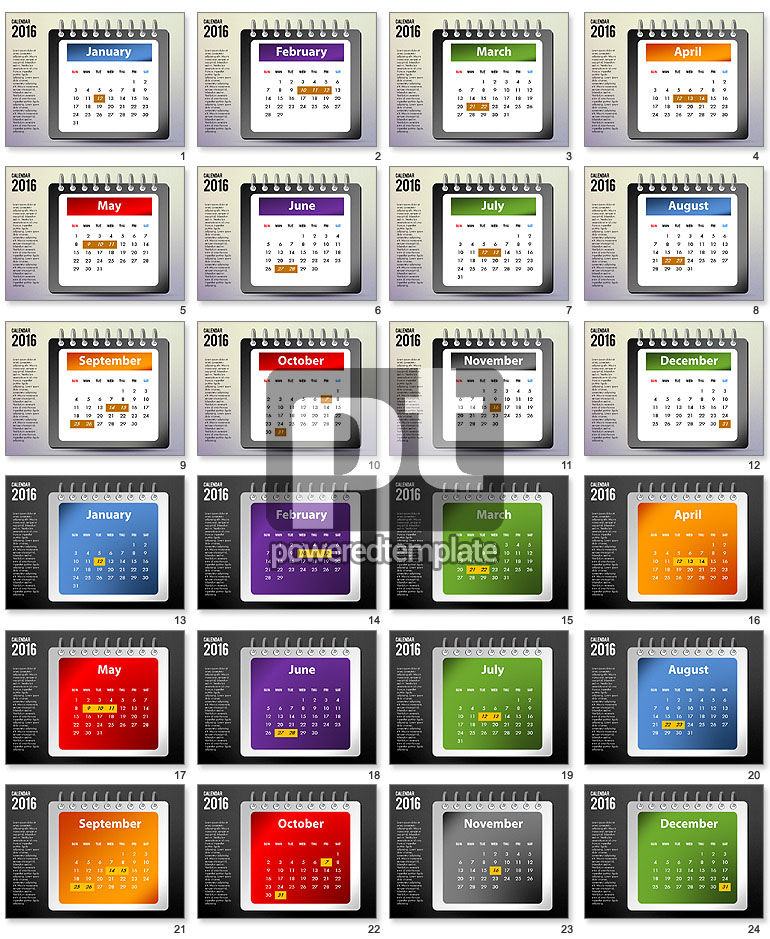 2016 del calendario