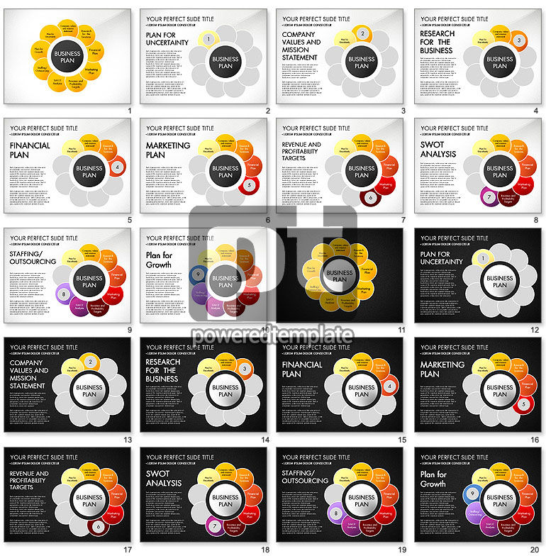 Business Plan Staged Flower Petal Diagram