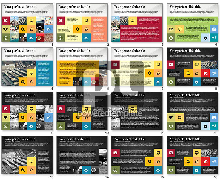 Grid layout gekleurde presentatiesjabloon