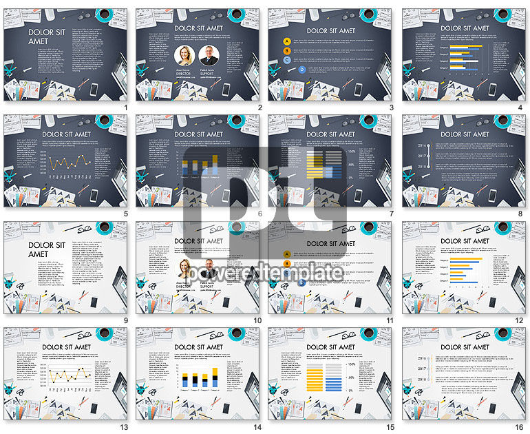 Workplace, Top View Data Driven Presentation