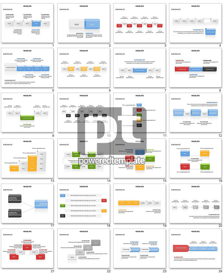 Timeline esquema e caixa de ferramentas de diagrama de processo