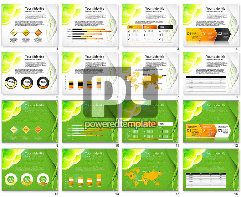  Apresentação em cores verdes