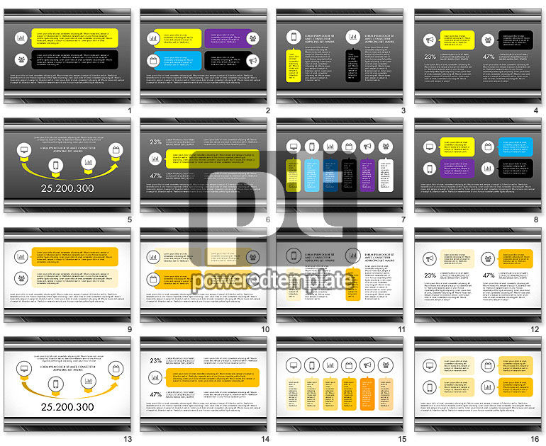 Icônes et boîtes de texte slide deck