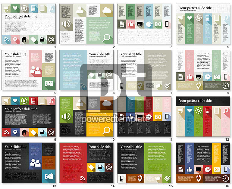 Grid lay-out voorstelling met pictogrammen