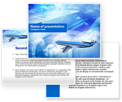 Plane PowerPoint Template - PoweredTemplate.com | 3 Backgrounds, 3 ...