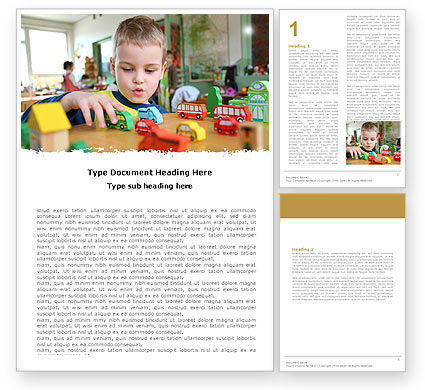Kid Playing In Kindergarten Word Template 05252 | PoweredTemplate.com