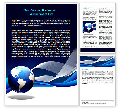 Midnight Blue Globe Letterhead Template, Layout for Microsoft Word ...