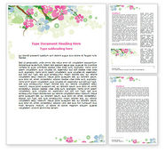 Spring Tree Theme Word Template 07710 | PoweredTemplate.com