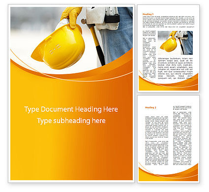 Construction Worker Word Template 09434 | PoweredTemplate.com