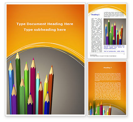 Pastel Colored Pencils Arranged in a Line Word Template 15793