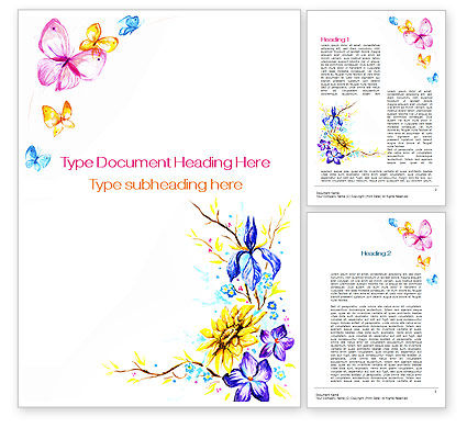 Butterfly Frame Word Template 09873 Poweredtemplate Com