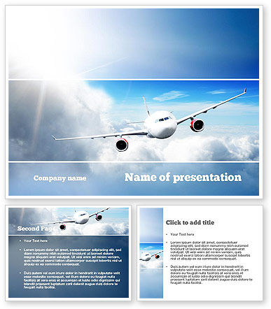 Sky Plane PowerPoint Template - PoweredTemplate.com | 3 Backgrounds, 3 ...