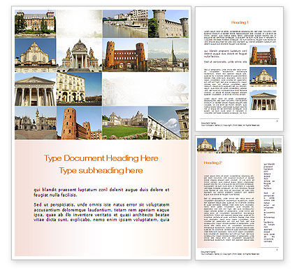 Turin Landmarks Collage Word Template 11005 | PoweredTemplate.com