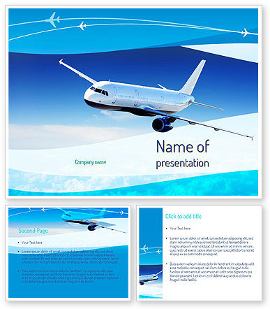 Airplane in the Sky PowerPoint Template - PoweredTemplate.com | 11052 ...