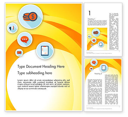 Flat Icons on Yellow Word Template 12195 | PoweredTemplate.com