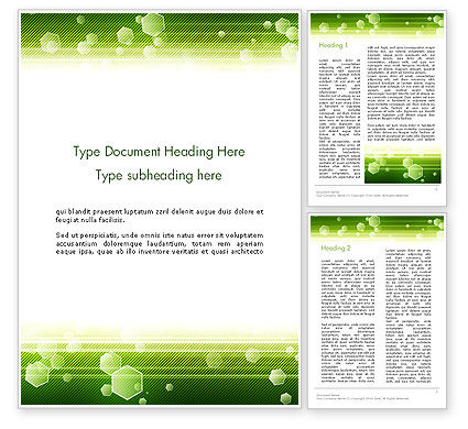テクニカル緑色の背景と六角形 Wordテンプレート 133 Poweredtemplate Com