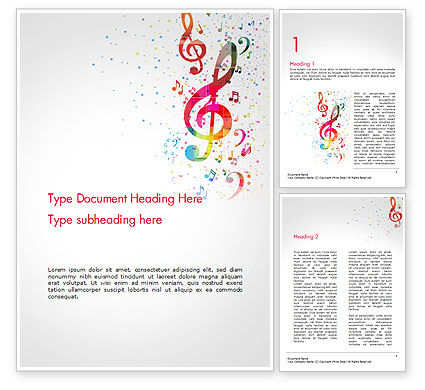 落ちるカラフルな音楽ノート Wordテンプレート Poweredtemplate Com