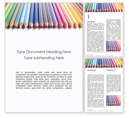 Pastel Colored Pencils Arranged in a Line Word Template 15793