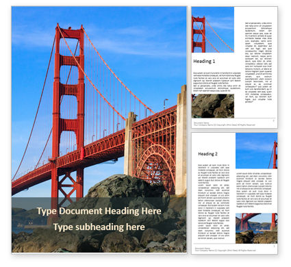 Golden Gate Bridge Word Template 15952 | PoweredTemplate.com
