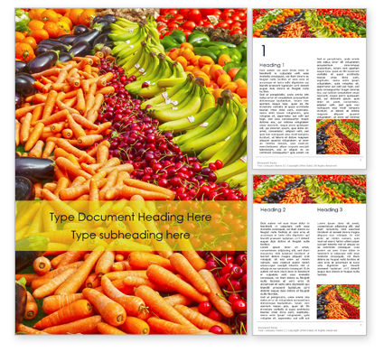 Colorful Fruits and Vegetables Word Template 16128 | PoweredTemplate.com