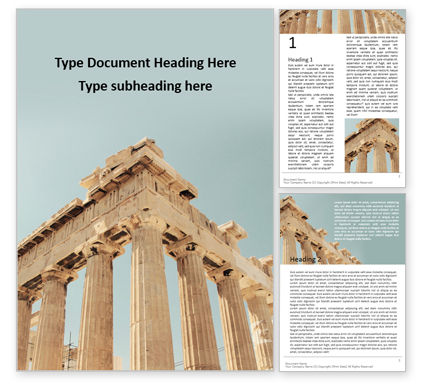 Parthenon Temple on a Bright Day Word Template 16210 | PoweredTemplate.com