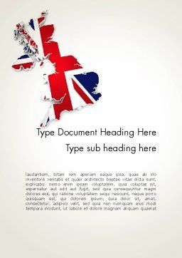 Great Britain Flag Map Word Template 12280 | PoweredTemplate.com