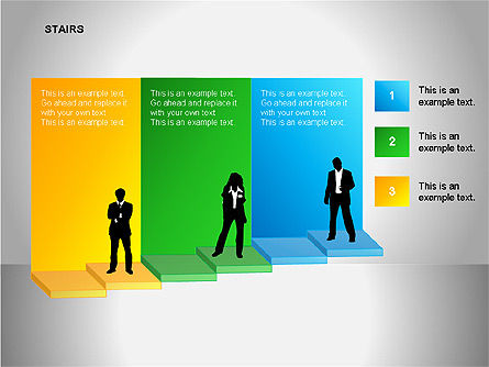 Stairs diagramas, Modelo do PowerPoint, 00054, Diagramas de Etapas — PoweredTemplate.com