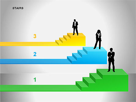 계단 다이어그램, 슬라이드 4, 00054, 단계 도표 — PoweredTemplate.com