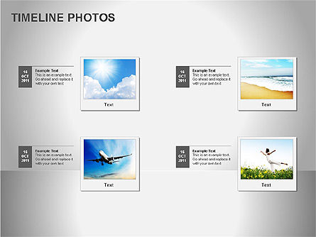 타임 라인 사진 다이어그램, 파워 포인트 템플릿, 00061, Timelines & Calendars — PoweredTemplate.com