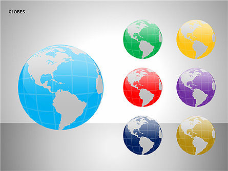 3d globes, Gratis PowerPoint-sjabloon, 00083, Figuren — PoweredTemplate.com