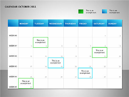 プロジェクトカレンダーブルー, スライド 10, 00089, Timelines & Calendars — PoweredTemplate.com