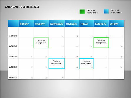 プロジェクトカレンダーブルー, スライド 11, 00089, Timelines & Calendars — PoweredTemplate.com