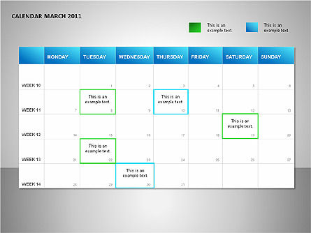 プロジェクトカレンダーブルー, スライド 3, 00089, Timelines & Calendars — PoweredTemplate.com