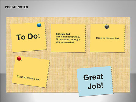 Post-it notes vormen, PowerPoint-sjabloon, 00097, Figuren — PoweredTemplate.com