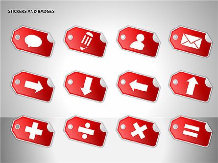 Etiquetas e Insignias Iconos, Diapositiva 13, 00099, Iconos — PoweredTemplate.com
