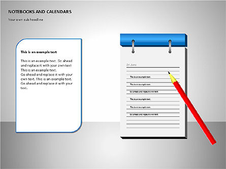 Notebooks en kalender, Gratis PowerPoint-sjabloon, 00101, Timelines & Calendars — PoweredTemplate.com