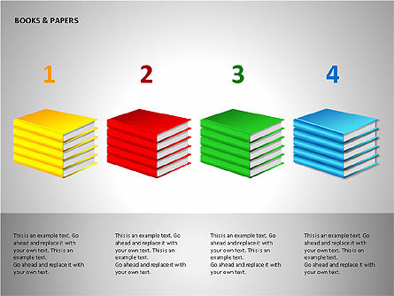 Books and Paper, Slide 15, 00102, Shapes — PoweredTemplate.com